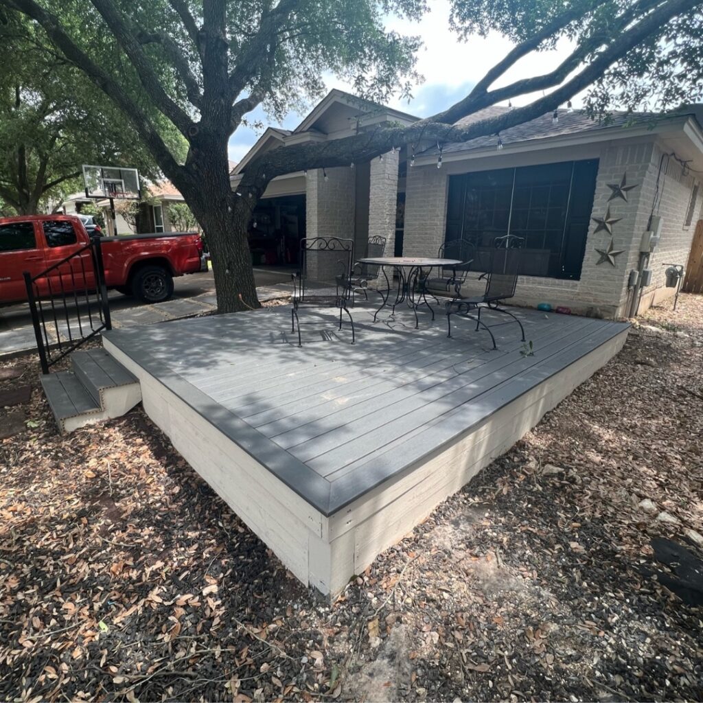 Custom-built outdoor deck installed in Austin, TX