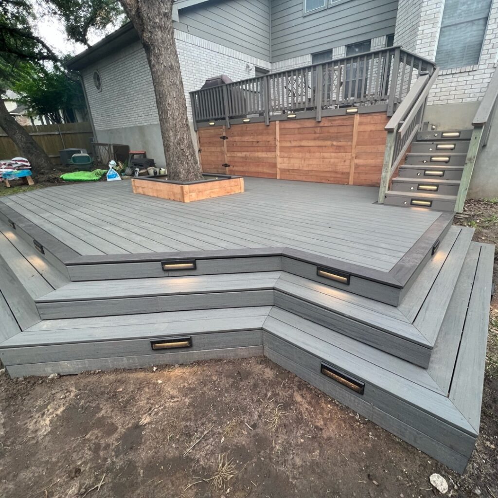 Backyard deck offering seamless indoor-outdoor flow