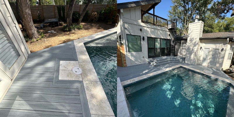 Custom curved deck installation with smooth rounded design in Austin, TX