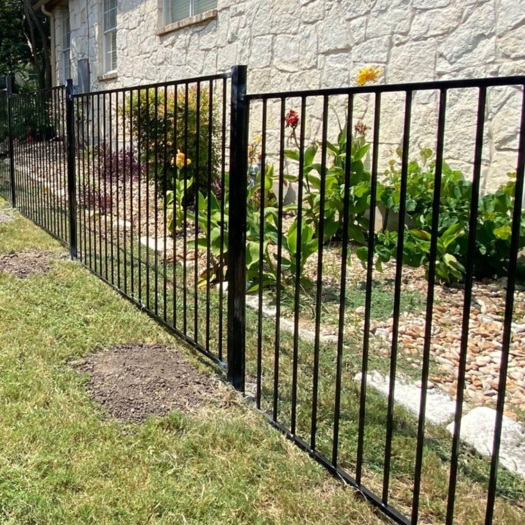 Powder Coated Black Steel Tubing Ornamental Fence in Austin Texas