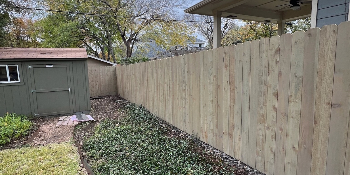 Western Red Cedar Vertical Picket Fence with Grey Stain