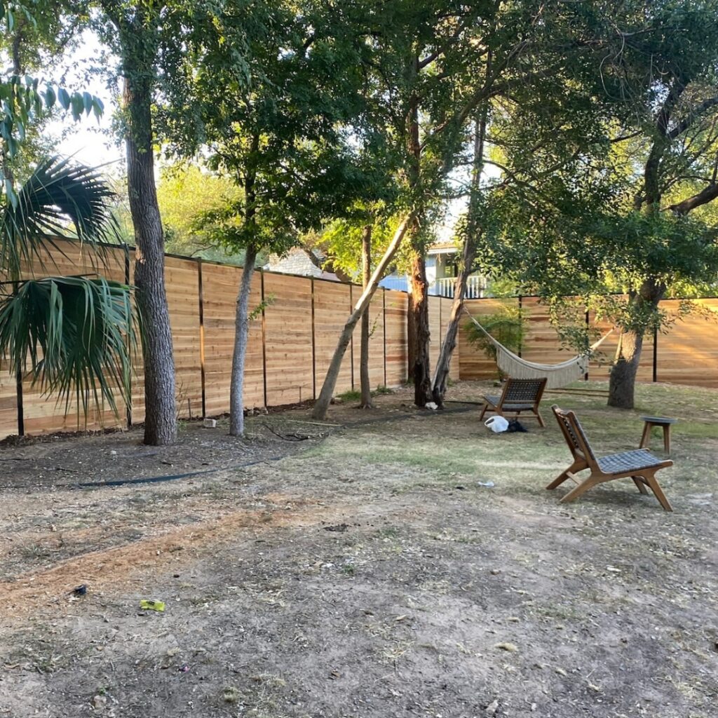 Crafted horizontal picket fence designed to complement modern home architecture.