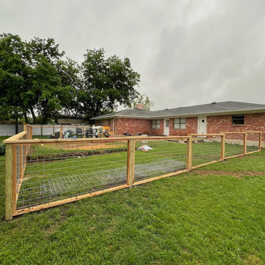 Backyard bull panel privacy fence in Austin, TX