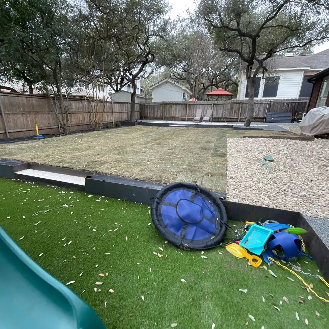 Site prep for artificial turf installation.