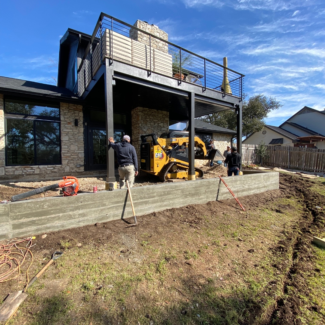 Crew working on substructure for new composite decking.