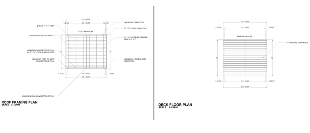 cad rendering for gabled patio cover