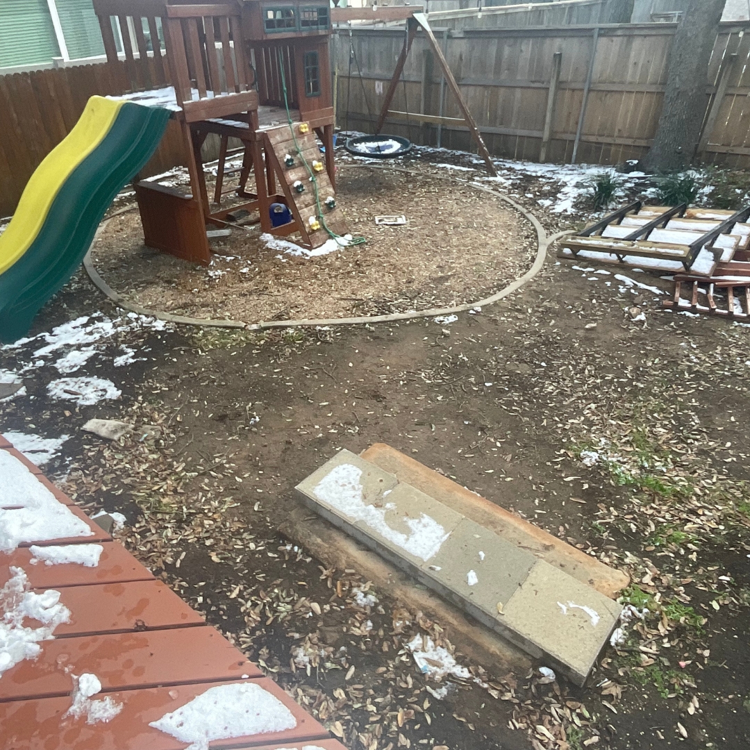 Pre-construction site before custom IPE deck and privacy features were installed.