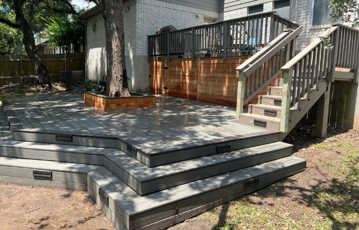 Wide angle of completed deck ready for outdoor use