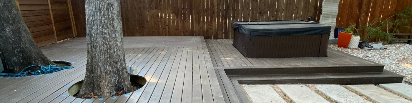 Completed floating deck using customer-owned deck boards
