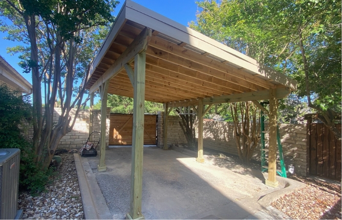 Finished lean-to carport patio cover
