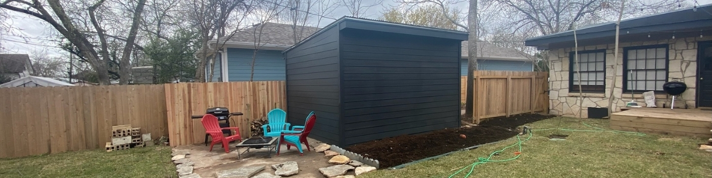 Custom-built garage ADU featuring Hardie siding and a new metal roof
